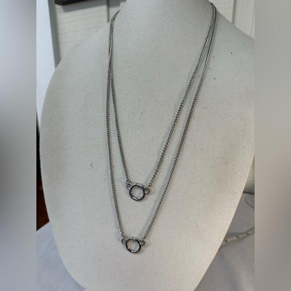 Long double strand statement necklace with circles - Picture 2 of 4